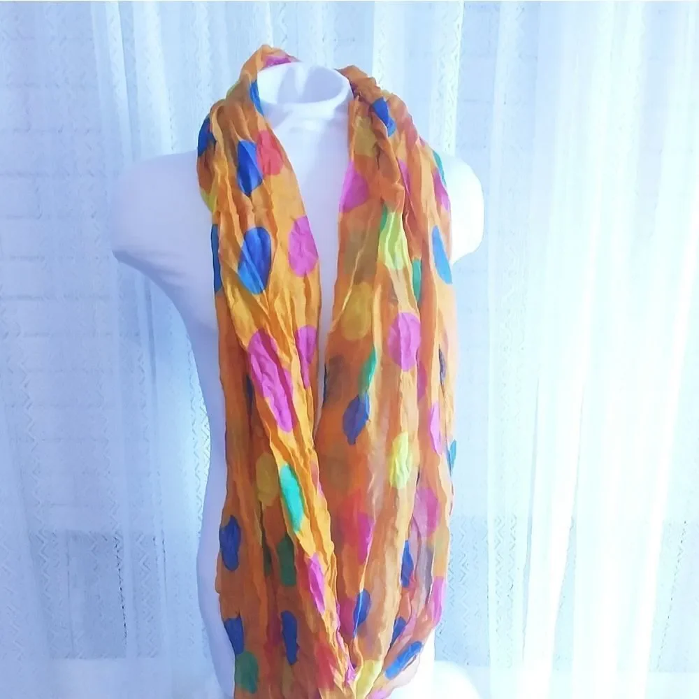 J Francis Orange Polka Dot Scarf